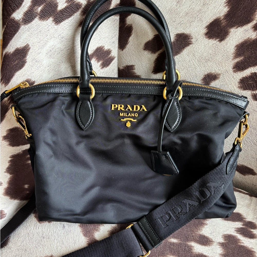 Prada Black and Gold Satchel